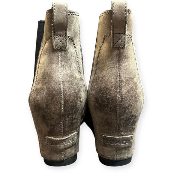 SOREL Women’s Gray Lea Hidden Wedge Chelsea Ankle Boots Size 10.5 - Picture 5 of 9